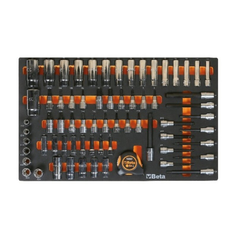 Plateau thermoformé souple BETA Série M M125 68 douilles et douilles tournevis 6 pans et Torx®