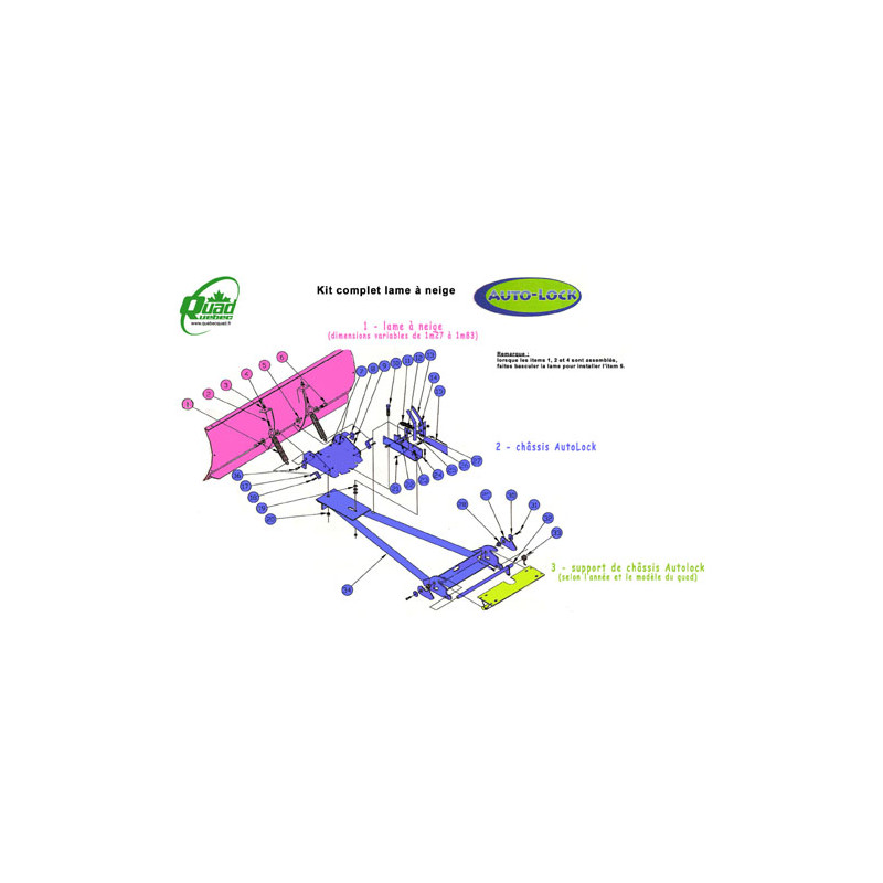 Kit Lame à Neige Multifonction 1.83m Quadrax RZR et RZRS 800 Polaris Quad Quebec SSV