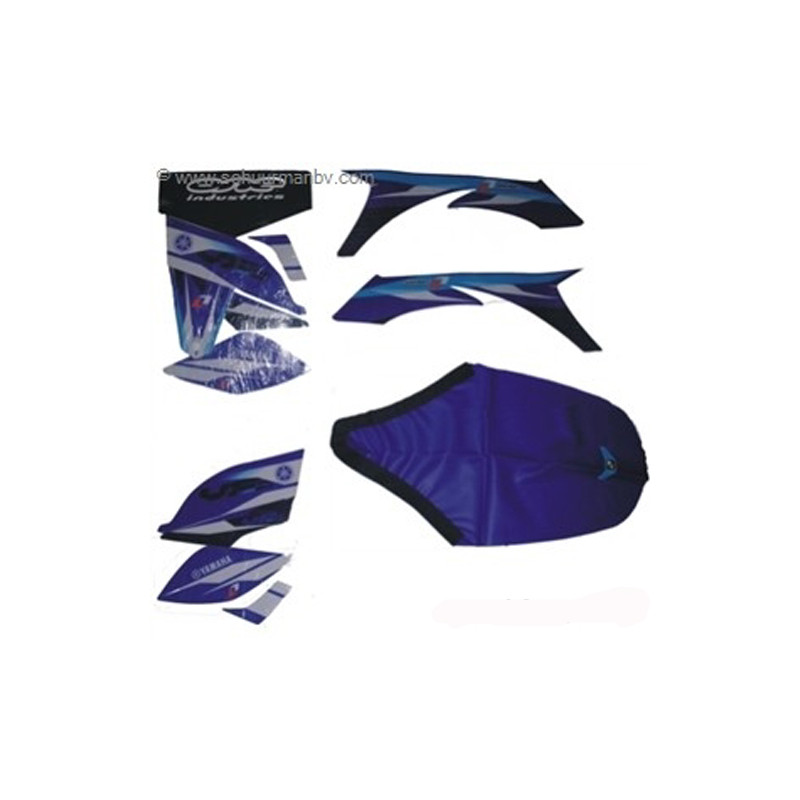 Kit Déco YAM 450 BLANC BLEU avec Housse de Siège Bleue