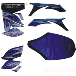 Kit Déco Goldspeed YAM 450 Blanc Bleu avec Housse de Siège Bleue