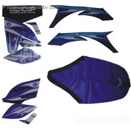 Kit Déco Goldspeed YAM 450 Blanc Bleu avec Housse de Siège Bleue