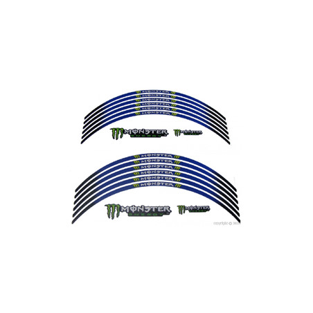 Planche d autocollants bleu MONSTERpour jante Moto