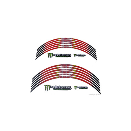 Planche d autocollants Rouge MONSTERpour jante Moto