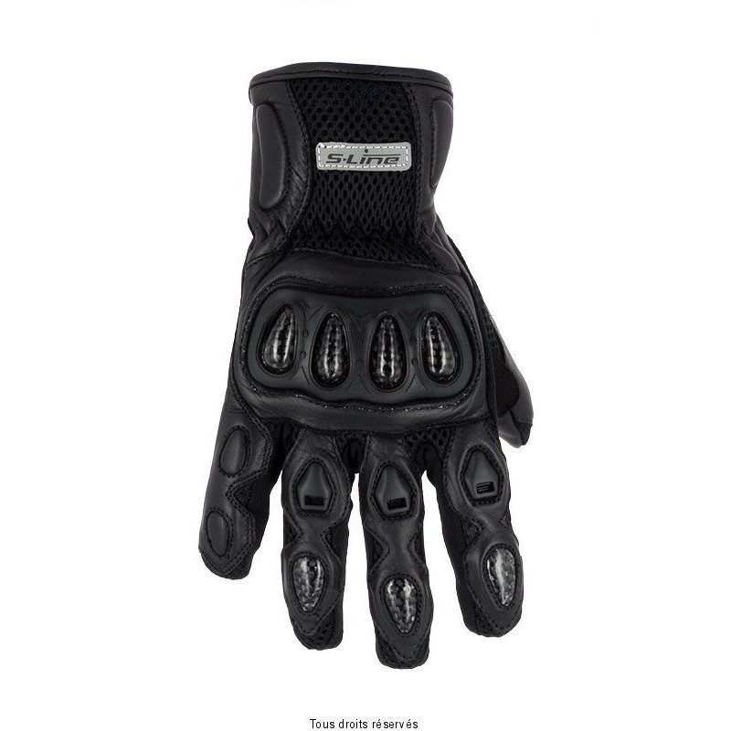 Gants Route été Noir Cuir S-Line Homologué Route