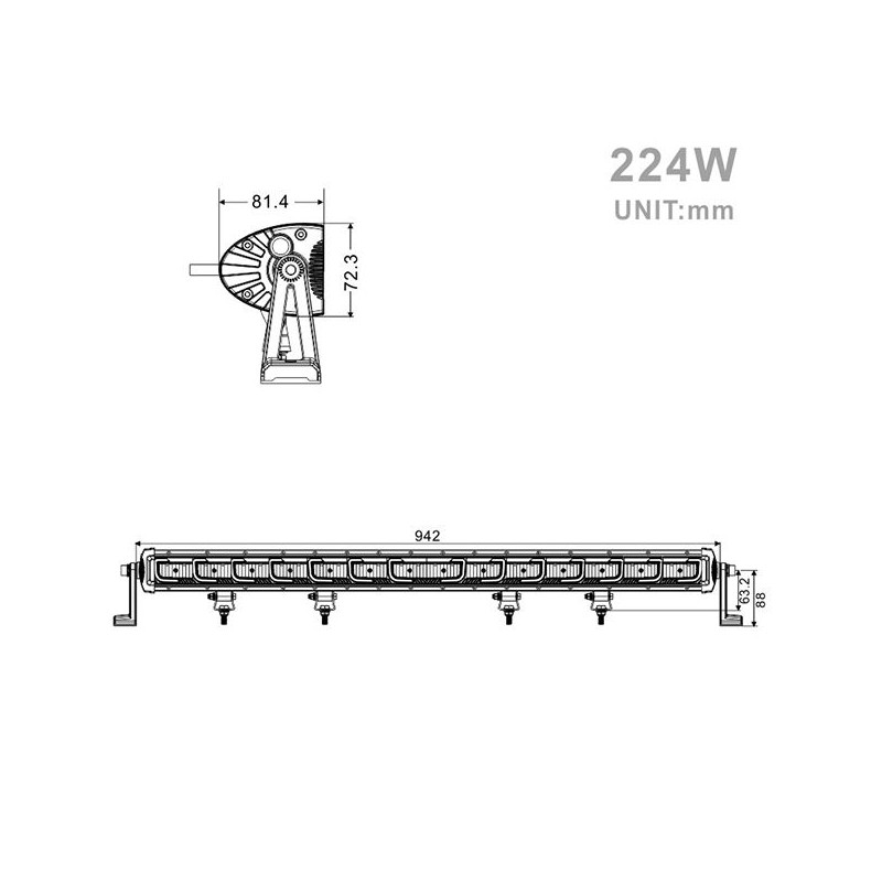 Projecteur Rectangulaire LED 224W 18375 Lumen Epistar LED 94cm