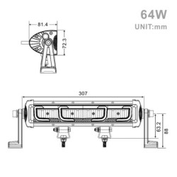 Projecteur Rectangulaire LED 64W 5250 Lumen Epistar LED 31cm
