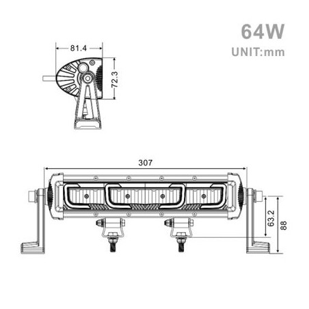 Projecteur Rectangulaire LED 64W 5250 Lumen Epistar LED 31cm