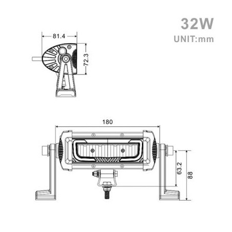 Projecteur Rectangulaire LED 32W 2625 Lumen Epistar LED 18cm