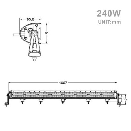 Projecteur Rectangulaire LED 240W 21600 Lumen Epistar LED 106cm