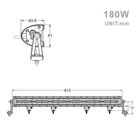 Projecteur Rectangulaire LED 180W 16200 Lumens Epistar LED Quad SSV 180W 82cm
