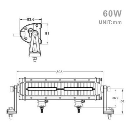 Projecteur Rectangulaire LED 60W 5400 Lumen Epistar LED 31cm