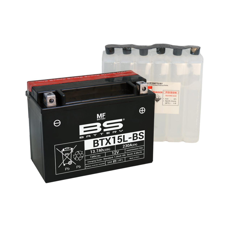 Batterie Type Origine YTX15L-BS sans entretien livrée avec pack acide 650 DS Can Am Bombardier