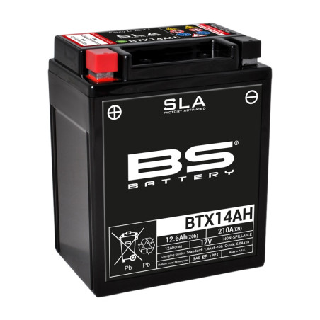 Batterie BS BATTERY BTX14AH SLA sans entretien activée usine 350 Grizzly Yamaha