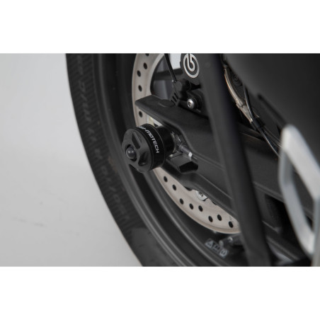 Roulettes de protection pour bras oscillant. Noir. Triumph Tiger 800 (10-) / 900 (19-)