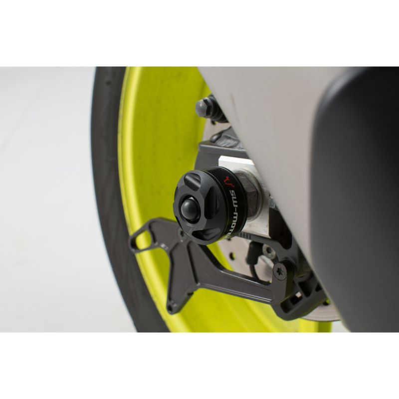 Roulettes de protection pour bras oscillant. Noir. Yamaha YZF-R1 (15-) / MT-10 (16-)
