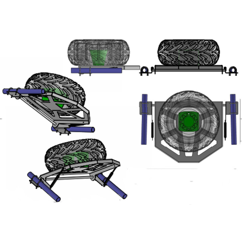 Support Roue de Secours Avec Vérin RZR PRO XP Polaris Fabrication française