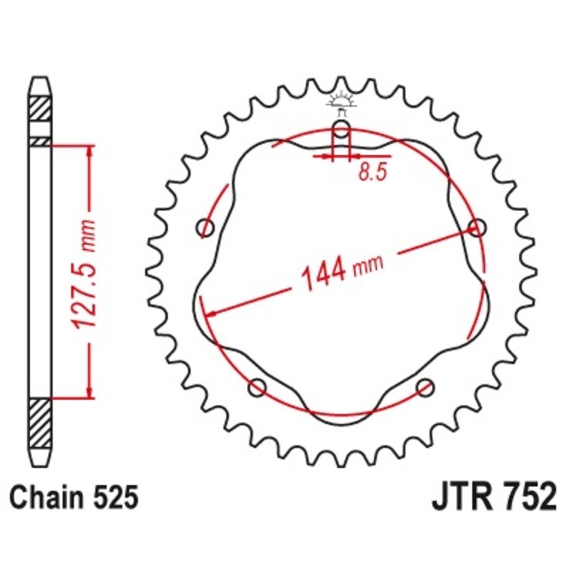 Couronne JT SPROCKETS acier standard 752 - 520