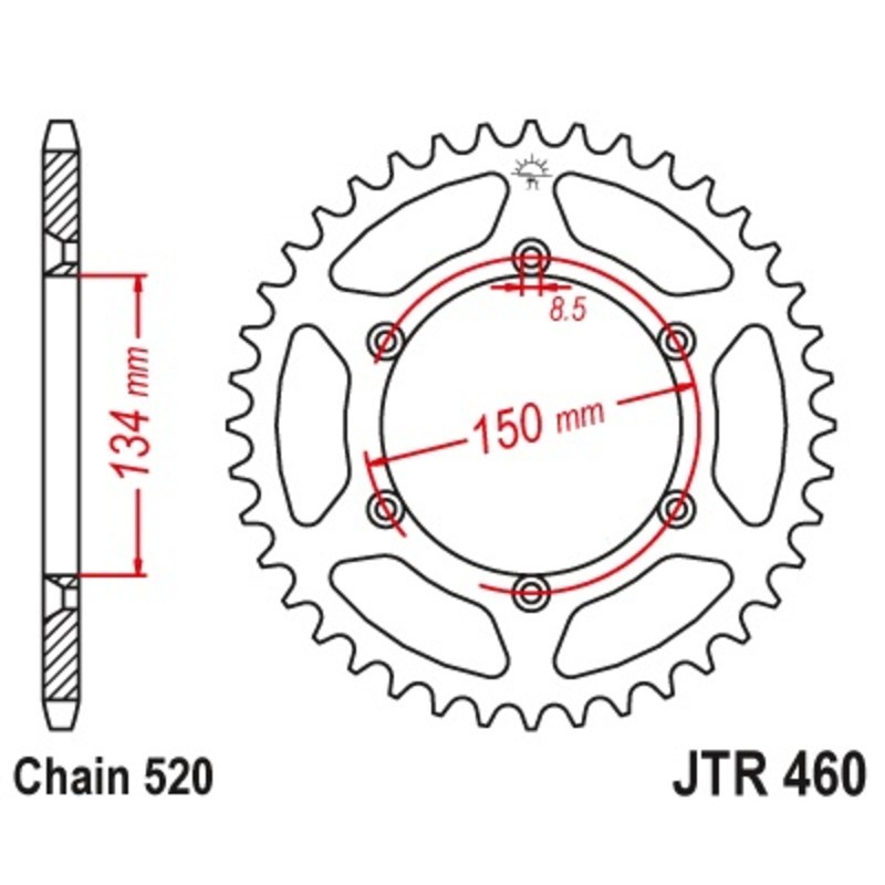 Couronne JT SPROCKETS acier anti-boue 460 - 520