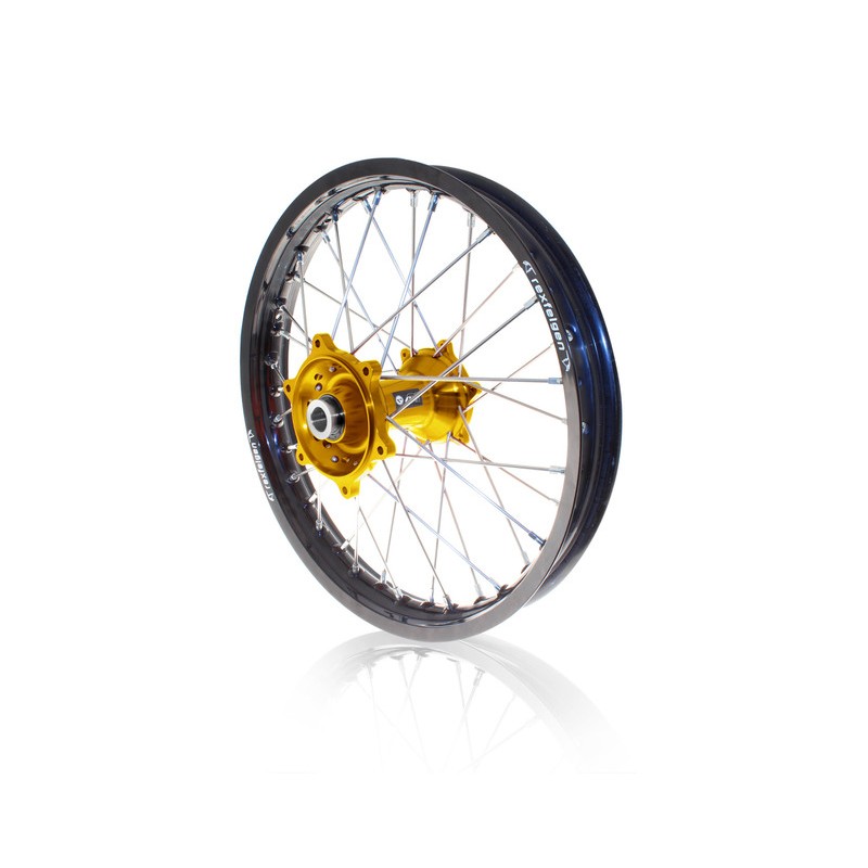 Kit roues complètes avant + arrière ART MX 21x1,60/19x2,15 jante noir/moyeu or Suzuki