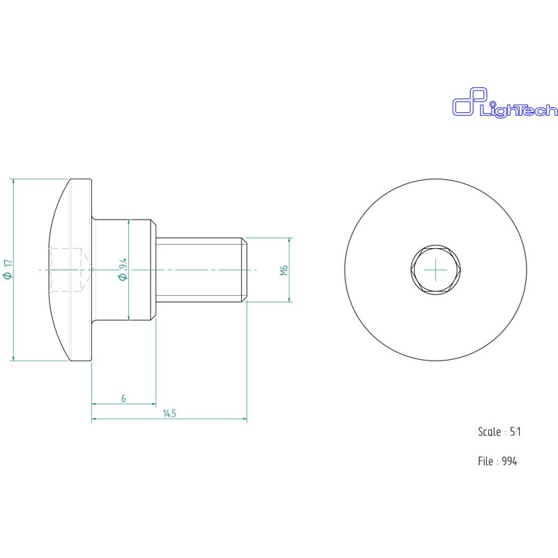 Vis LIGHTECH M6 X 14,5 Type 994 Ergal rouge à l'unité