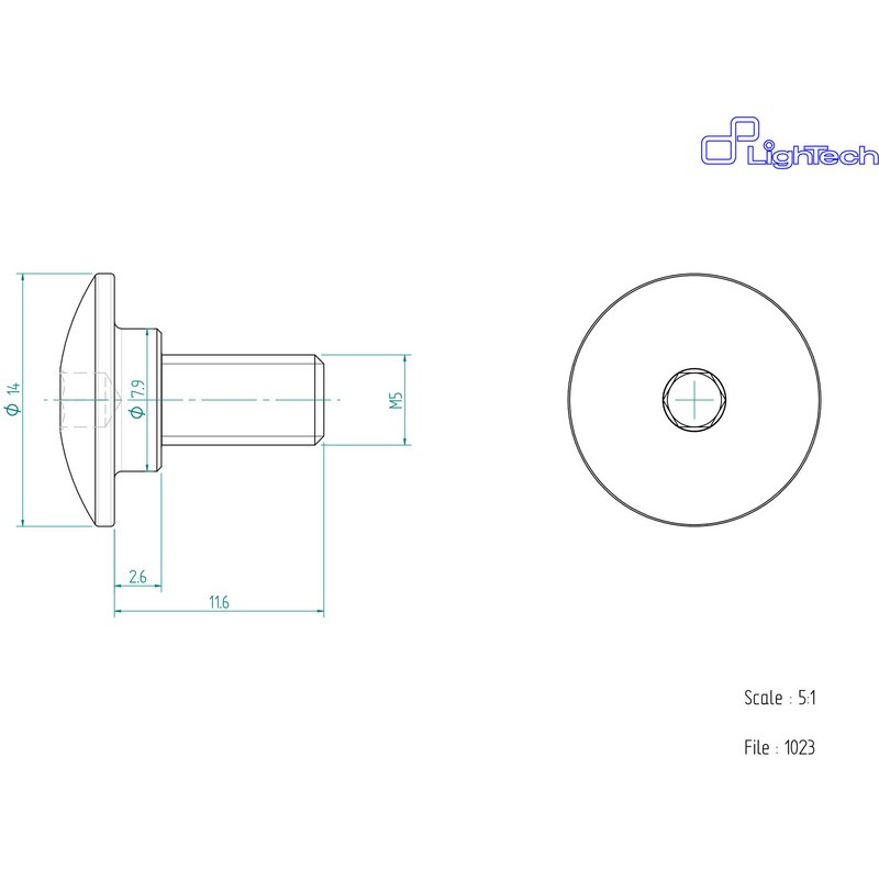 Vis LIGHTECH M5 X 11 Type 1023 Ergal or à l'unité