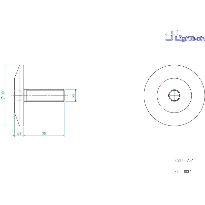 Vis LIGHTECH M6 X 20 Type 1007 Ergal noir à l'unité
