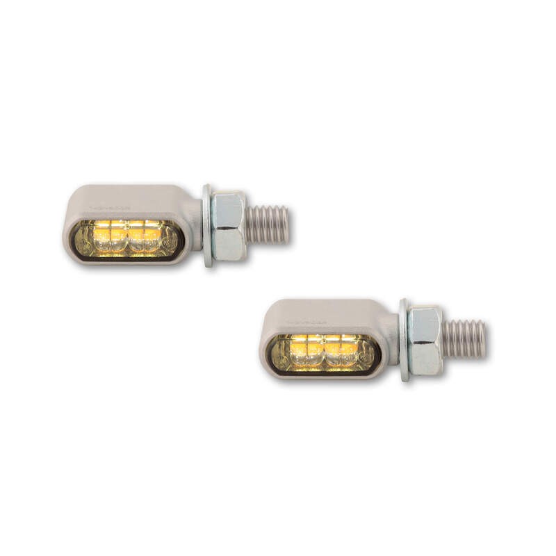 Clignotants/feux de position LED CNC HIGHSIDER Little Bronx argent, teinté, homologué E, paire