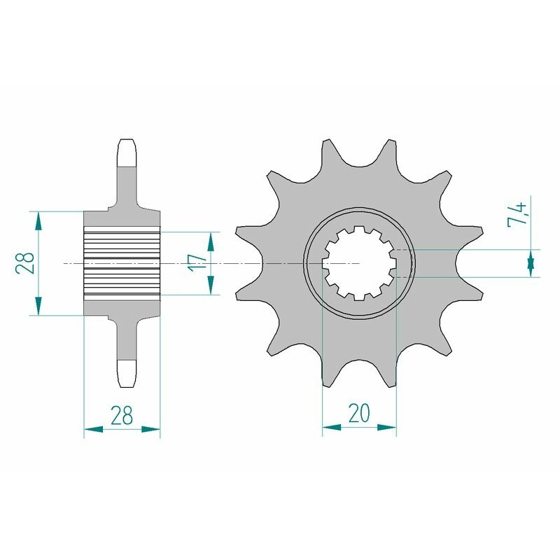 Pignon AFAM acier standard 58201 - 520