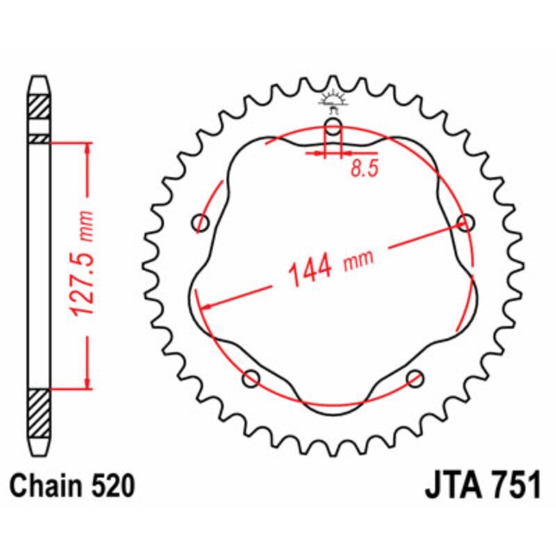 Couronne JT SPROCKETS acier Ultra-Light 751 - 520
