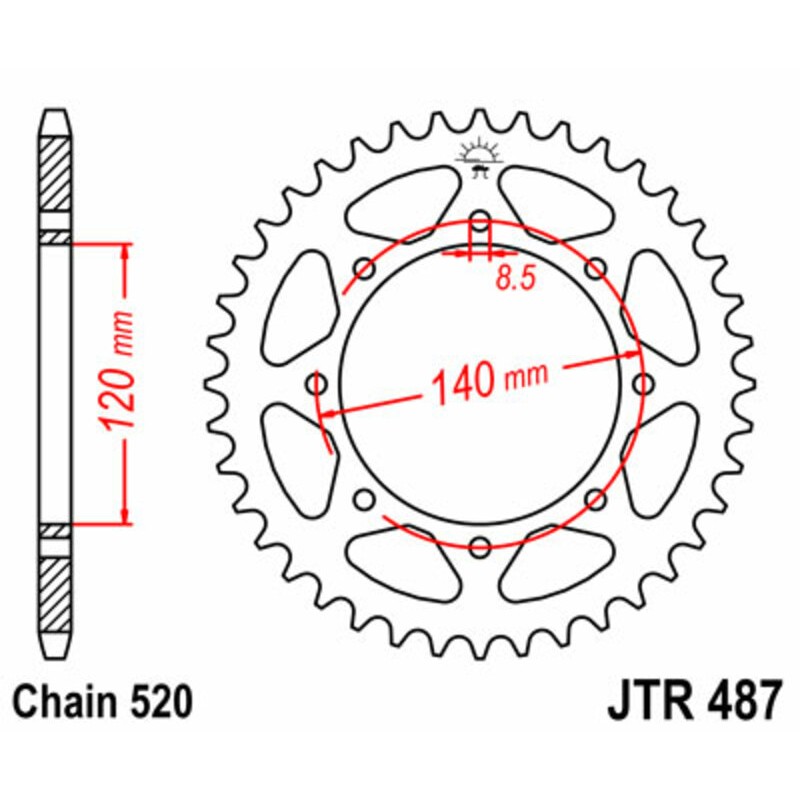 Couronne JT SPROCKETS acier standard 487 - 520