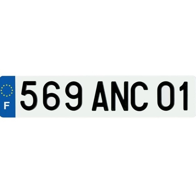 Plaques d'immatriculation PVC PRO PLAQUES FNI type F fond blanc - 520x110 françaises 10 pièces