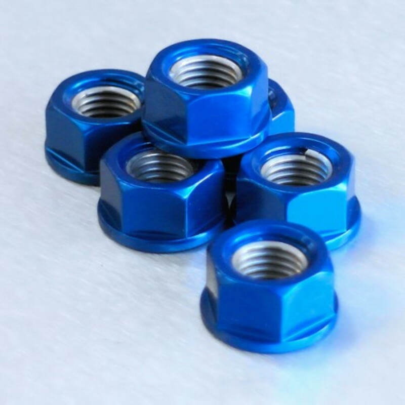 Ecrou de couronne M110X1,25 Pro-bolt alu bleu par 6